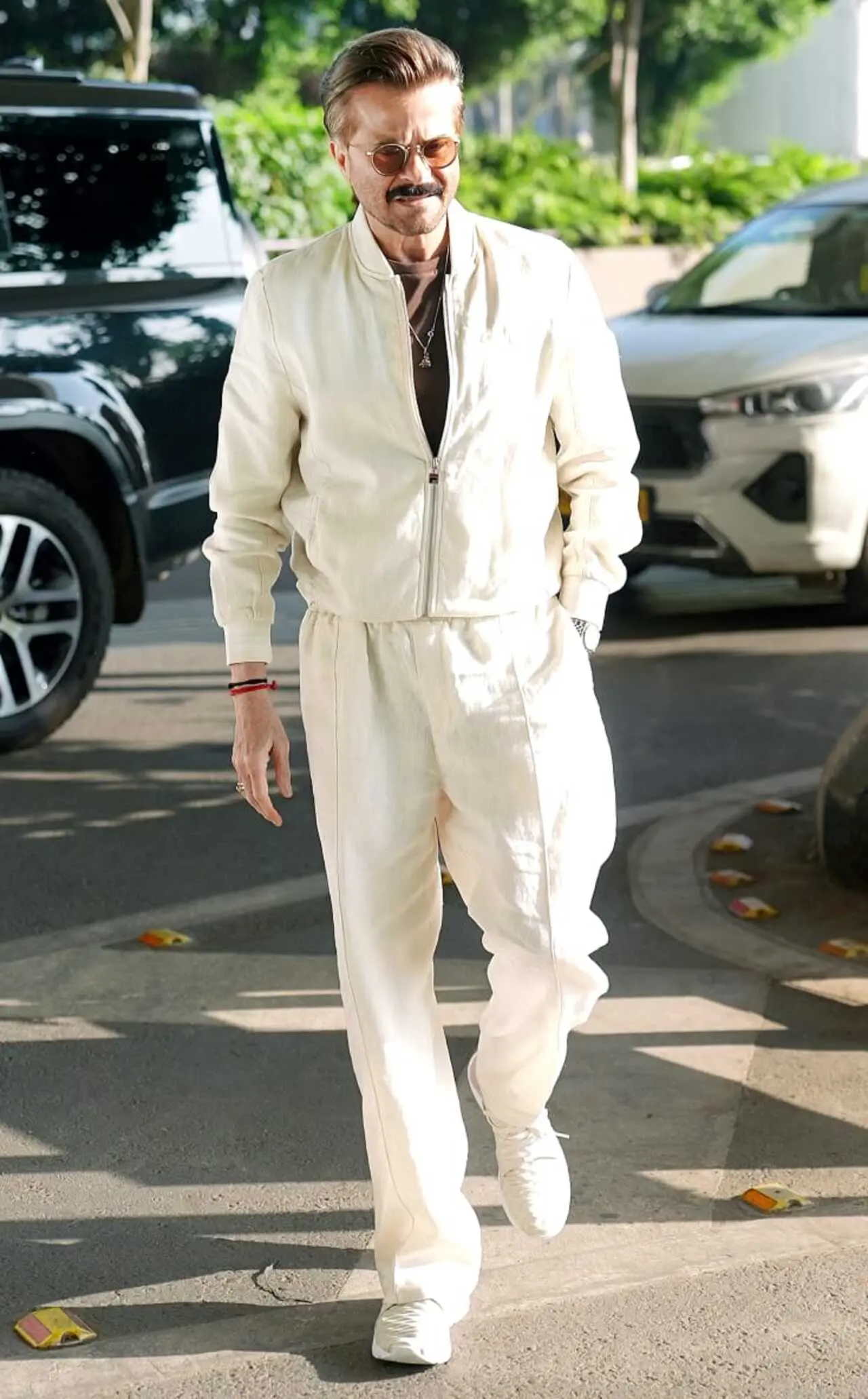 Anil Kapoor was seen at the Mumbai airport in a cool white look. He is currently promoting his upcoming film Subedaar